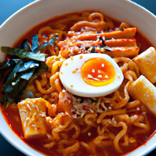 Fiery Korean Spicy ramen with Egg: A Flavorful Comfort Dish