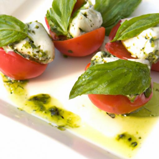 Bite-Sized Bliss: Mini Caprese Salad with Zesty Pesto Twist