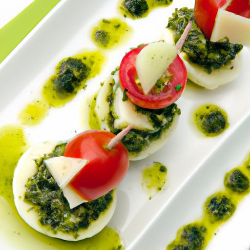 Bite-Sized Bliss: Mini Caprese Salad with Zesty Pesto Twist