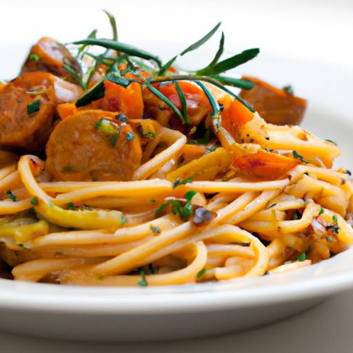 Savory Spaghetti with Flavorful Pork-Free Italian Sausage