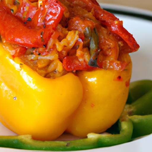 Flavor-Packed Stuffed Peppers: Chicken & Rice Delight