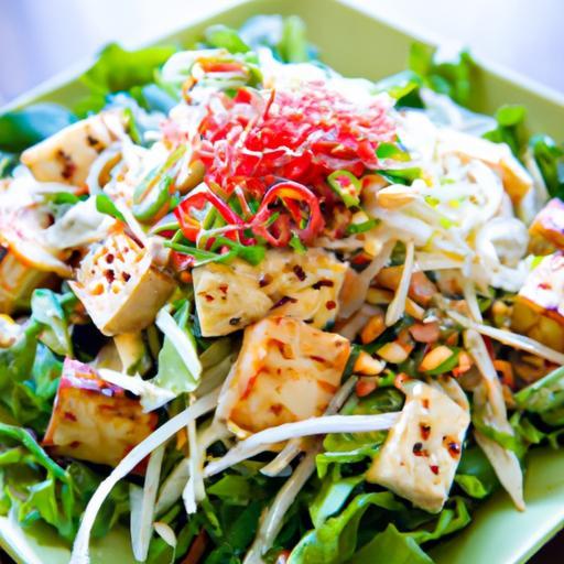 Fresh Vietnamese Noodle Salad with Crispy Tofu Delight